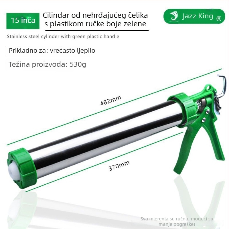 Dvostruko funkcionalni univerzalni pištolj za ljepilo s rotirajućim mehanizmom i automatskim rezanjem ljepila, kućište od nehrđajućeg čelika, za staklena i konstrukcijska ljepila