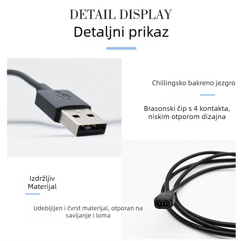 USB puni kabel za COROS Pace3 s PACE2 adapterom, HS-Y029, kompatibilan s punjačima APEX Pro i Vertix