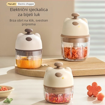 Električni pritisk za češnjak i mincer – višenamjenski kuhinjski alat, 220W, 3.7-4.2V, materijali PP/ABS/Silikon/Staklo/Nerđajući čelik