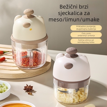 Električni pritisk za češnjak i mincer – višenamjenski kuhinjski alat, 220W, 3.7-4.2V, materijali PP/ABS/Silikon/Staklo/Nerđajući čelik