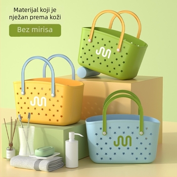 Košara za kupaonicu za pohranu – plastična, prenosna, pravokutna odvodna košara, za higijenske potrepštine i promjenu odjeće, karikatura sladak stil