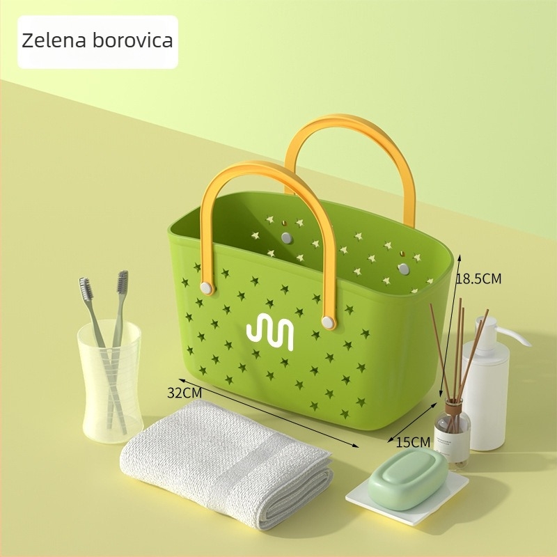 Košara za kupaonicu za pohranu – plastična, prenosna, pravokutna odvodna košara, za higijenske potrepštine i promjenu odjeće, karikatura sladak stil