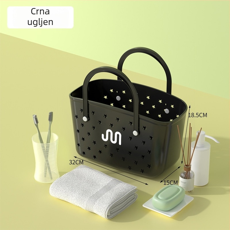 Košara za kupaonicu za pohranu – plastična, prenosna, pravokutna odvodna košara, za higijenske potrepštine i promjenu odjeće, karikatura sladak stil