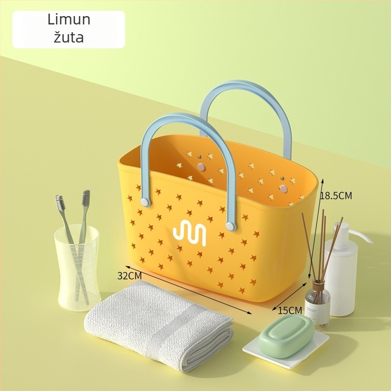 Košara za kupaonicu za pohranu – plastična, prenosna, pravokutna odvodna košara, za higijenske potrepštine i promjenu odjeće, karikatura sladak stil