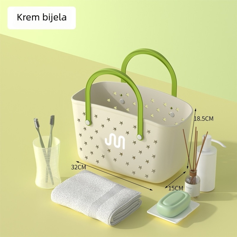 Košara za kupaonicu za pohranu – plastična, prenosna, pravokutna odvodna košara, za higijenske potrepštine i promjenu odjeće, karikatura sladak stil