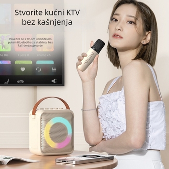 RK01 Bluetooth karaoke zvučnik s ugrađenim mikrofonom, 5W izlaz, Bluetooth 5.3, baterija 1000–1200mAh, 100Hz–20kHz, domet 15 m