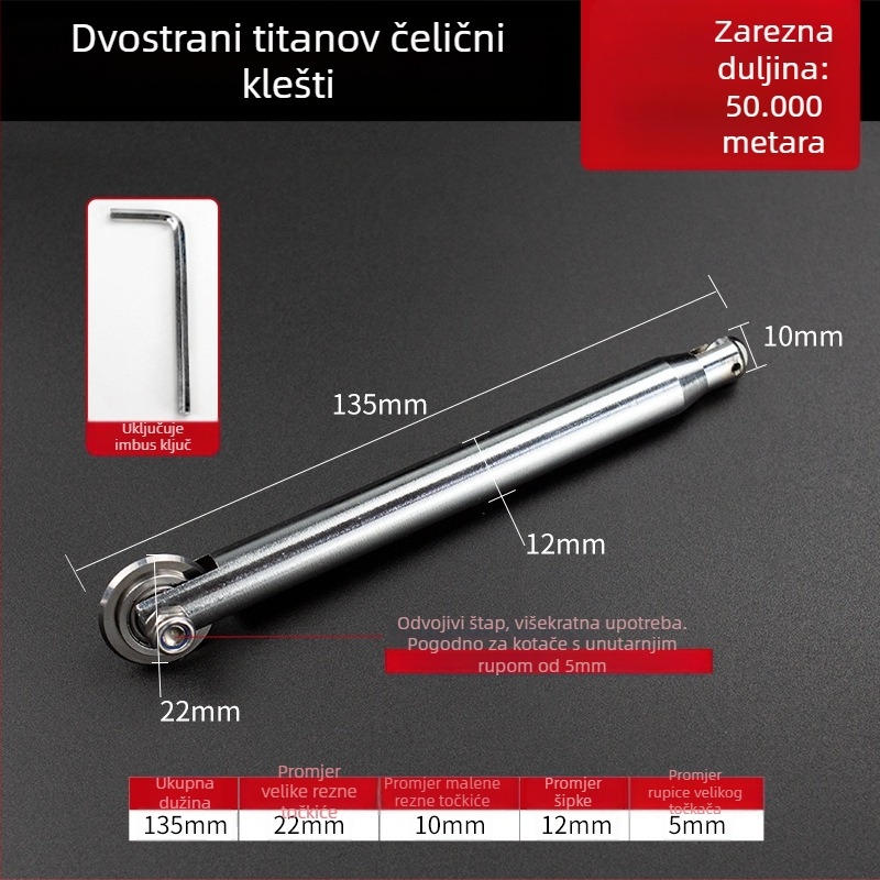Valjkasti stakleni nož za rezanje pločica – ručna potisna glava rezanja, kućna upotreba, Dane Tools