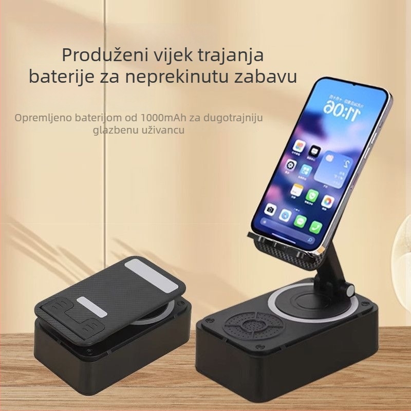 Držač za telefon s rotacijom od 360° i Bluetooth zvučnikom, ugrađena baterija 1200–2000 mAh, izlaz 5W, otporan na prašinu