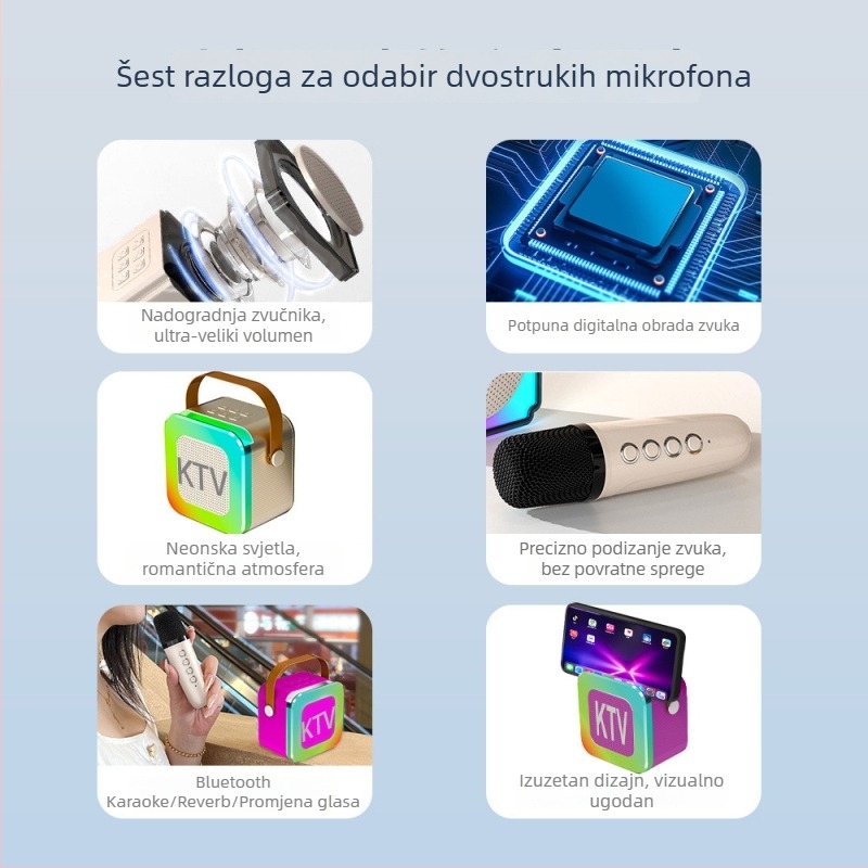 K13 Kućni KTV Bluetooth zvučnik s ugrađenim mikrofonom, karaoke zvučnik za vanjsku upotrebu, sve-u-jednom karaoke sustav