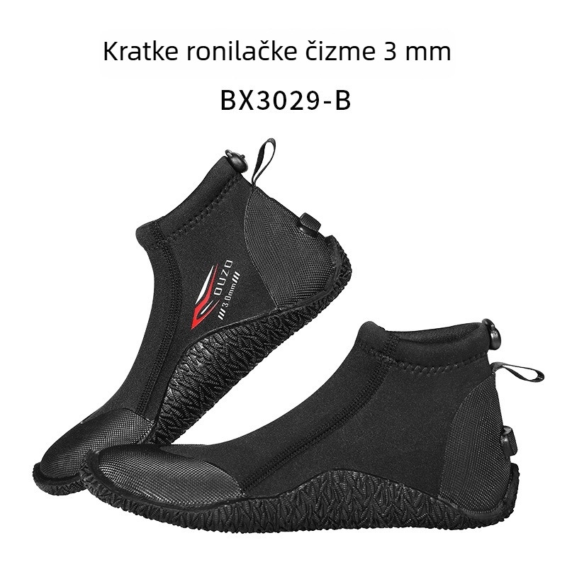OUZO 5 mm diving cipele, visokog kroja, bočni zatvarač, protuklizne, otporne na probijanje i habanje, gornji dio od neoprena, vulkanizirana potplata