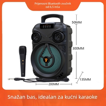Prijenosni Bluetooth zvučnik za vanjsku upotrebu, s dva zvučnika, Bluetooth 5.0, raspon frekvencija 40 Hz–20 kHz, SNR ≥75 dB, ugrađena baterija