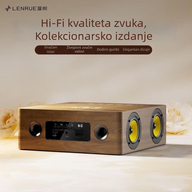Retro drveni Bluetooth zvučnik sa stolnim subwooferom za kućno karaoke