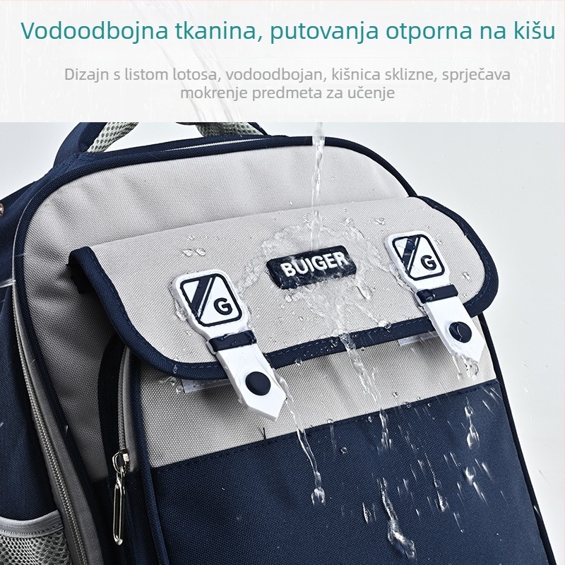 Unisex školska torba za razrede 1–6 — Oxford tkanina, vodootporna i otporna na mrlje; prozračna i otporna na habanje uz noćnu refleksiju; zakrivljene naramenice; mogućnost prilagodbe logotipa.