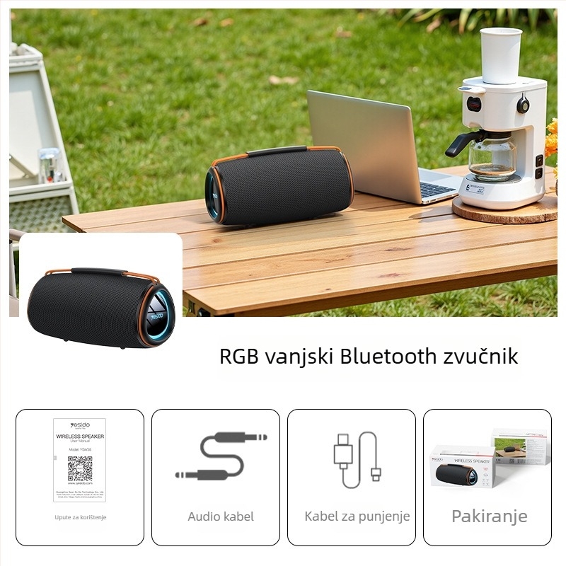 Yesido Bluetooth zvučnik – prenosni vanjski karaoke zvučnik, Bluetooth 5.3, 30W, ugrađena baterija 1000–1200 mAh, frekvencijski raspon 20Hz–20kHz, IPX1 vodootpornost