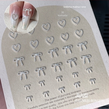 3D ukrasi za nokte od legure s dizajnom mašne i motivom srca