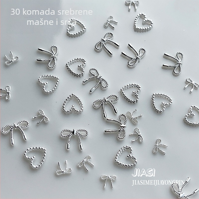 3D ukrasi za nokte od legure s dizajnom mašne i motivom srca