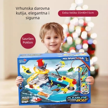 Set igračaka za vodu s raspršivanjem: model ribarskog broda za igru u pijesku i vodi, od plastike, za djecu 4–6 godina