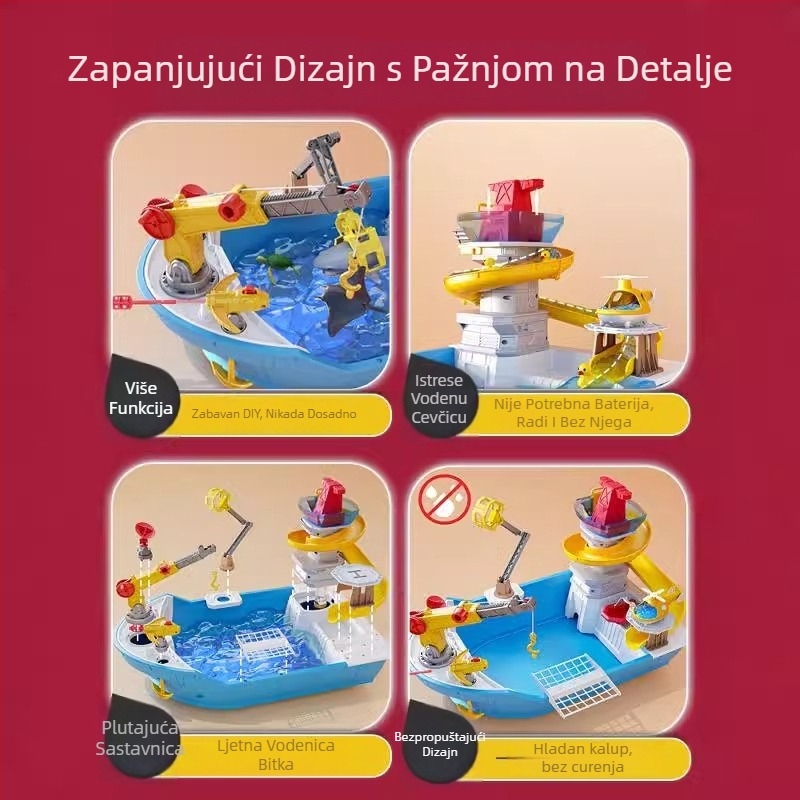 Set igračaka za vodu s raspršivanjem: model ribarskog broda za igru u pijesku i vodi, od plastike, za djecu 4–6 godina