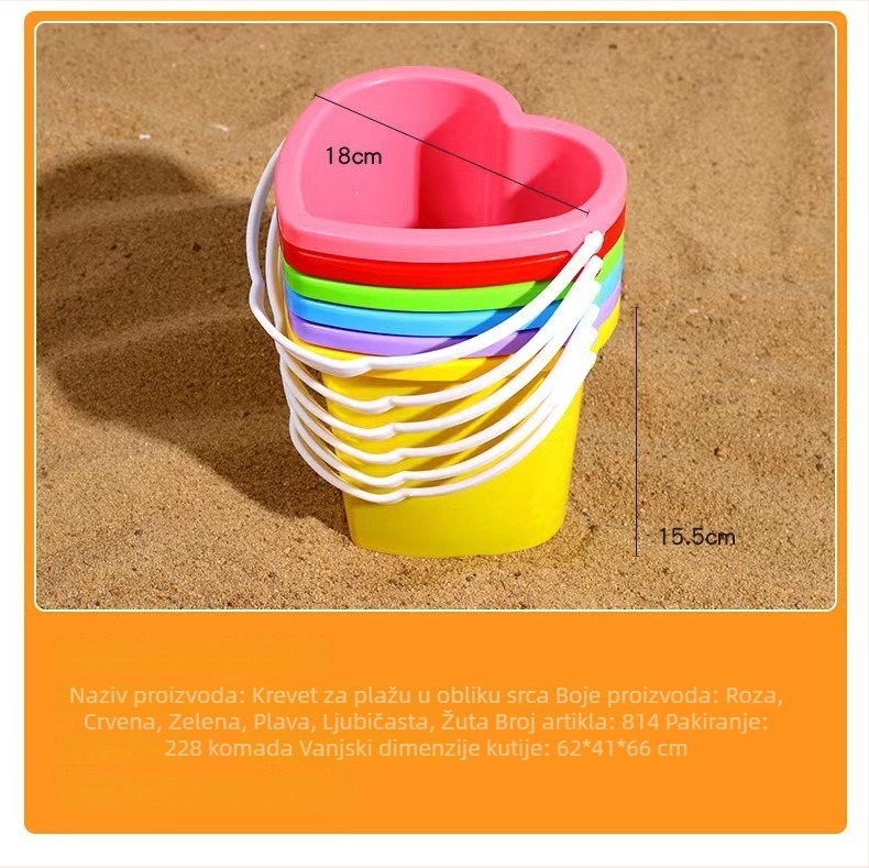 Dječja plastična kofa za plažu – alati za igru u pijesku; Materijal: plastika; Funkcija: igre u pijesku; Dobna skupina: 4–6 godina; Marka: Junyi