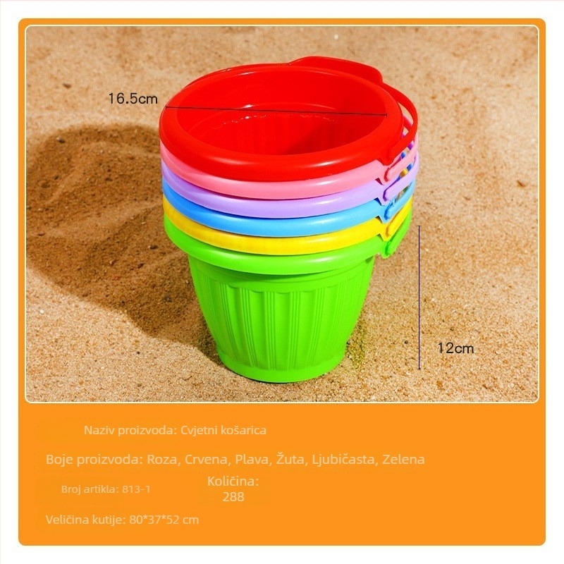 Dječja plastična kofa za plažu – alati za igru u pijesku; Materijal: plastika; Funkcija: igre u pijesku; Dobna skupina: 4–6 godina; Marka: Junyi