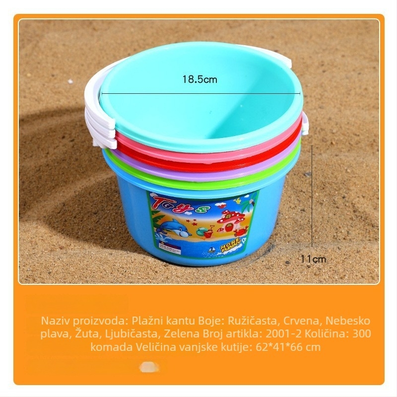 Dječja plastična kofa za plažu – alati za igru u pijesku; Materijal: plastika; Funkcija: igre u pijesku; Dobna skupina: 4–6 godina; Marka: Junyi