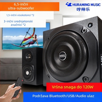 Giant Cannon Bluetooth zvučnik 2.1 – kućni audio sustav s drvenim kućištem i subwooferom