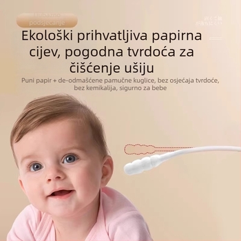 Jednokratne štapiće za čišćenje uha s dvostrukom glavom, papirnim osovinom, bez vlakana