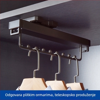 Teleskopska šipka za garderobu za gornju montažu, horizontalno i vertikalno vješanje, aluminijska legura, model FDS, moderni minimalistički dizajn