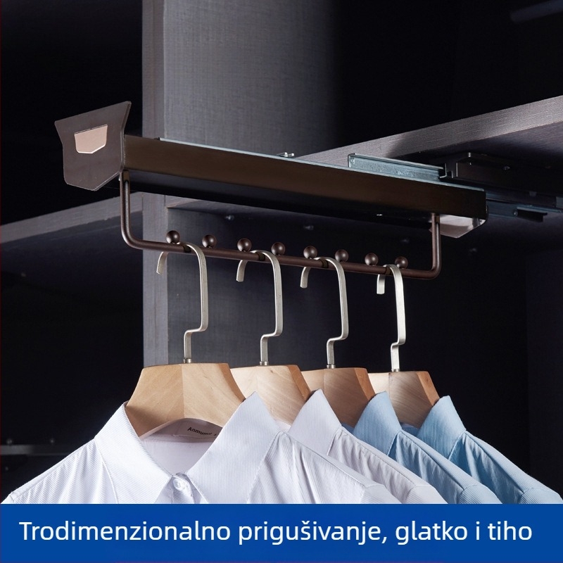Teleskopska šipka za garderobu za gornju montažu, horizontalno i vertikalno vješanje, aluminijska legura, model FDS, moderni minimalistički dizajn