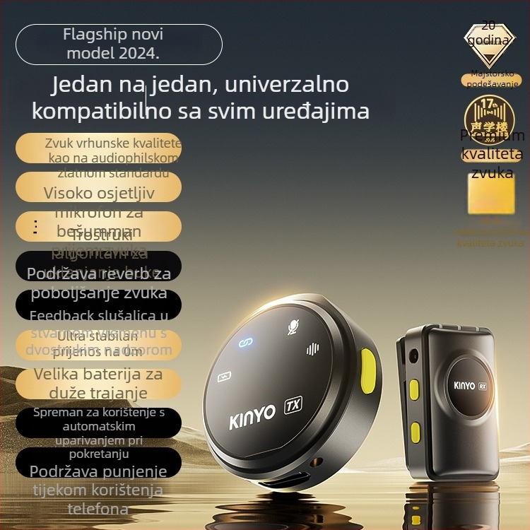 M60 mikrofoni za ovratnik za prijenos uživo i studijsko snimanje uz smanjenje šuma, ugrađena baterija 2000–4000mAh, autonomija 6–8 h, frekvencijski raspon 100 Hz–20 kHz, SNR ≥75 dB, napajanje 5V/5W