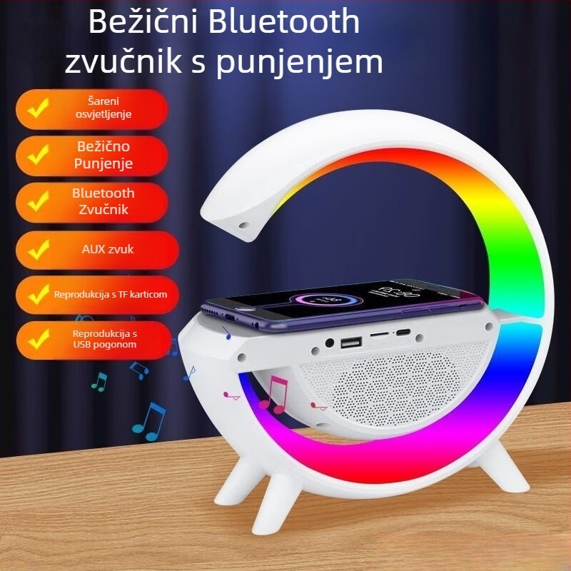 Višestruki Bluetooth zvučnik i stolna lampica – noćna rasvjeta uz krevet, Bluetooth, 5W, ugrađena baterija, 40Hz-20kHz, SNR ≥70dB