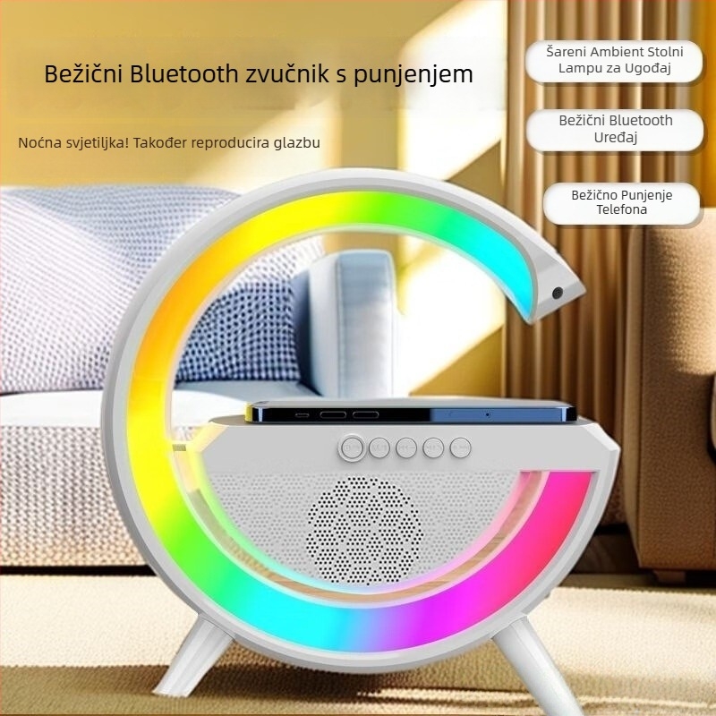 Višestruki Bluetooth zvučnik i stolna lampica – noćna rasvjeta uz krevet, Bluetooth, 5W, ugrađena baterija, 40Hz-20kHz, SNR ≥70dB