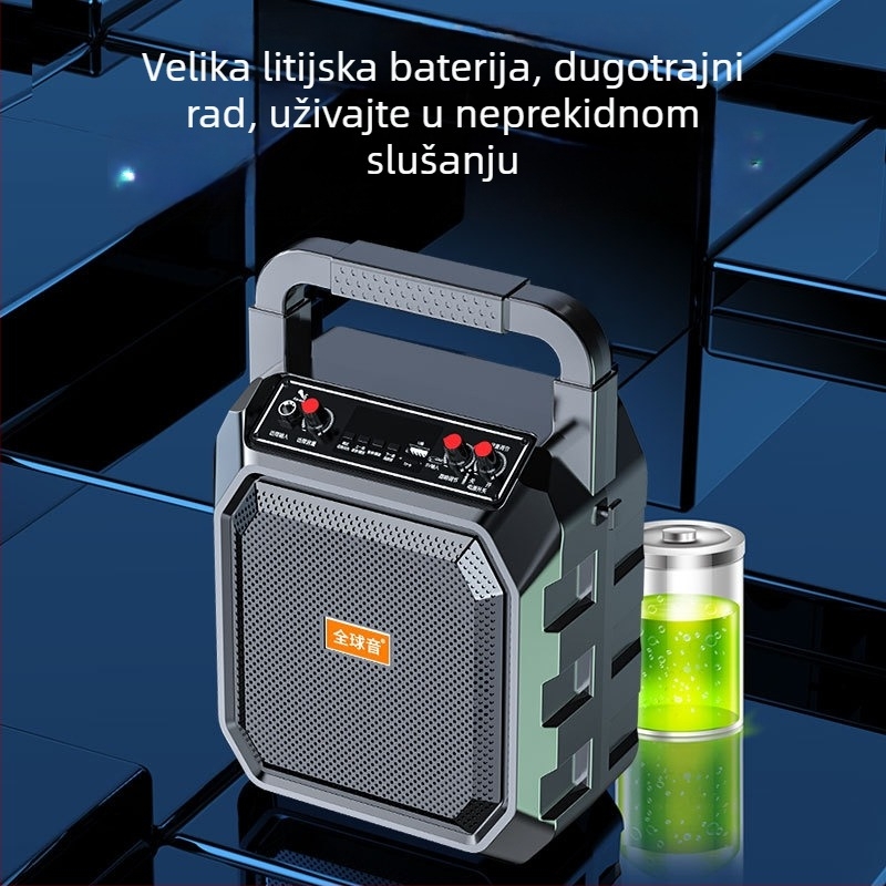 Vanjski Bluetooth zvučnik za karaoke s ugrađenim mikrofonom, prenosivi 10W, baterija 2000-4000mAh, Bluetooth 5.0, frekvencijski odziv 60Hz-15kHz, SNR ≥70dB