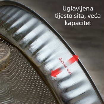 Nehrđajuće čelično sito za brašno, kružni oblik, gusto mrežasto s malim otvorima, višenamjenski integrirani dizajn, za sušenje zrna