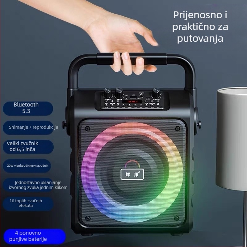 Bežični Bluetooth prijenosni vanjski zvučnik – s ugrađenom baterijom, 2 zvučnika, 100 Hz–20 kHz, SNR ≥70 dB