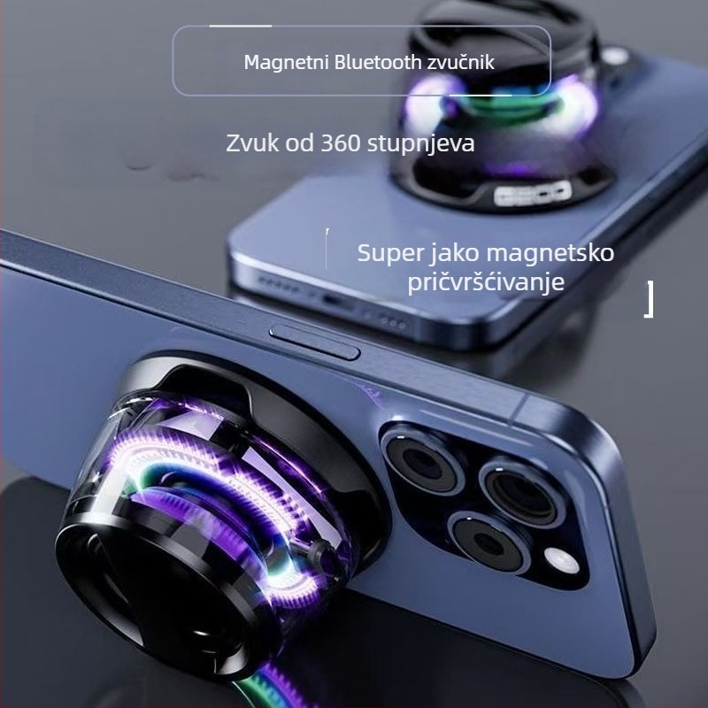 G200 Prijenosni Bluetooth zvučnik s magnetskim držačem za telefon, stolni mini subwoofer i šareni svjetlosni efekti