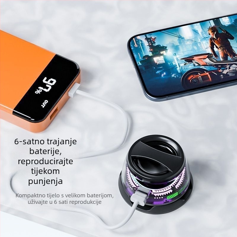 G200 Prijenosni Bluetooth zvučnik s magnetskim držačem za telefon, stolni mini subwoofer i šareni svjetlosni efekti