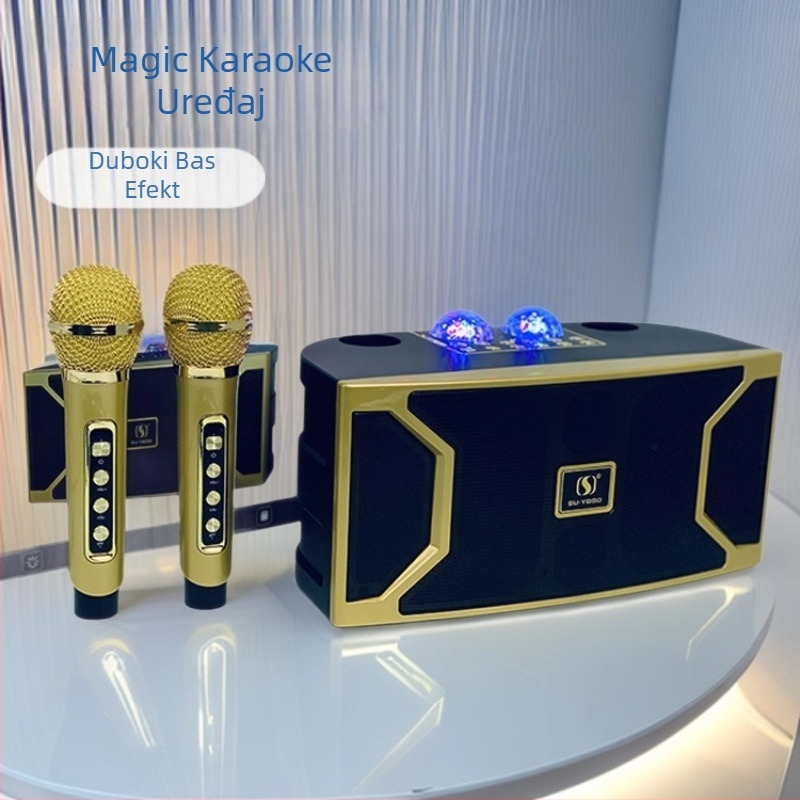Karaoke Bluetooth zvučnik s bežičnim mikrofonom i LED bljeskanjem — Bluetooth 5.3, izlazna snaga 20W, raspon frekvencija 20Hz-20kHz, SNR ≥100dB, ugrađena baterija 2000–4000mAh