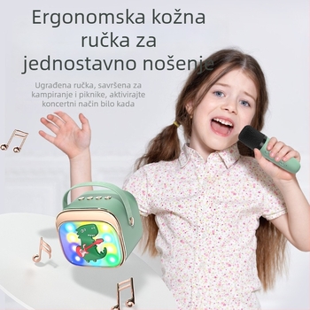 P12 Bluetooth karaoke zvučnik s bežičnim mikrofonom, prijenosne LED svjetla, ugrađena baterija 1000–1200 mAh, Bluetooth 5.0, izlaz 5W, frekvencijski raspon 100 Hz–20 kHz