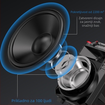 Guoai N1 Bluetooth zvučnik za ples na trgu s bežičnim mikrofonom, 30W, Bluetooth 5.0, ugrađena baterija 2000–4000mAh, domet 10 m