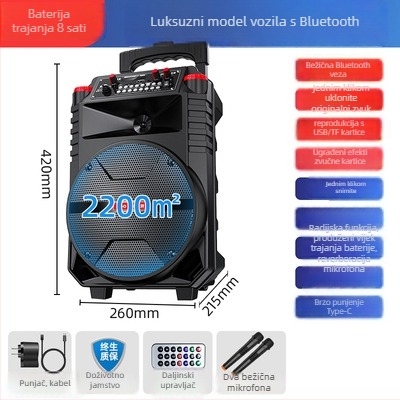 Guoai N1 Bluetooth zvučnik za ples na trgu s bežičnim mikrofonom, 30W, Bluetooth 5.0, ugrađena baterija 2000–4000mAh, domet 10 m
