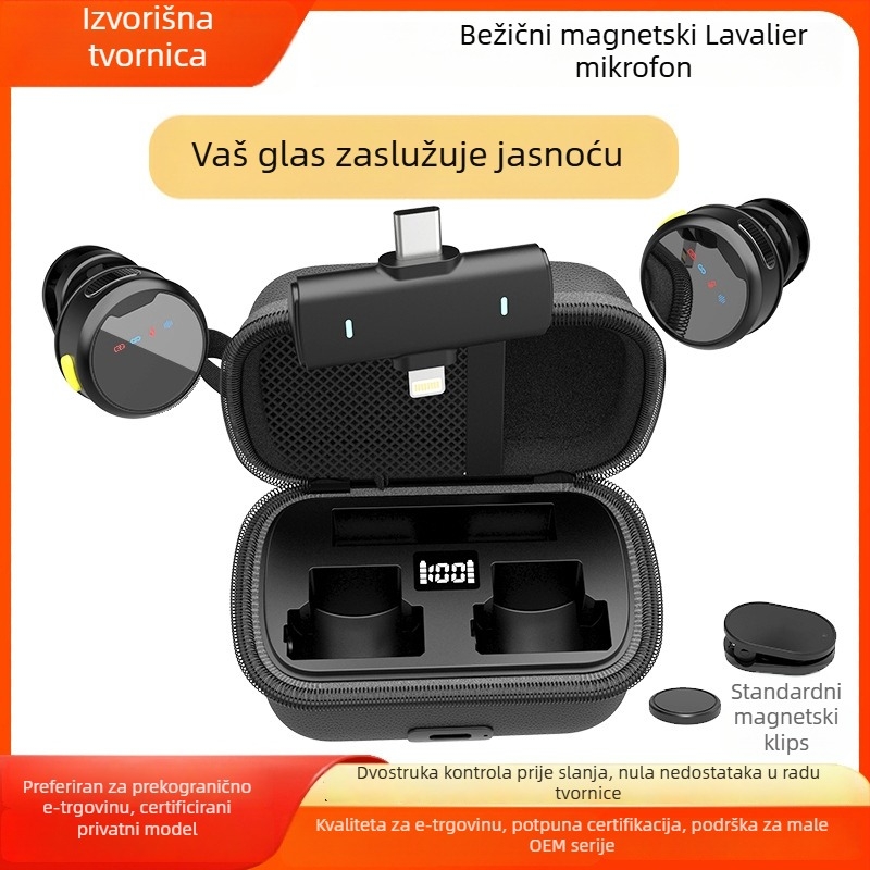M1s Lavalier mikrofon s ugrađenom baterijom, trajanje baterije preko 12 sati, frekvencijski raspon 100 Hz-20 kHz, SNR ≥70 dB