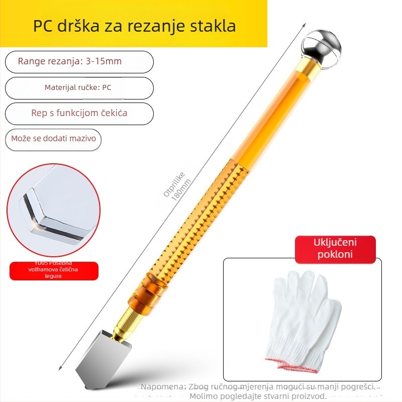 Rolni stakleni rezač s dijamantnom oštricom za debelo staklo, rezanje pločica, ručni škrabac, višenamjenski valjkasti nož