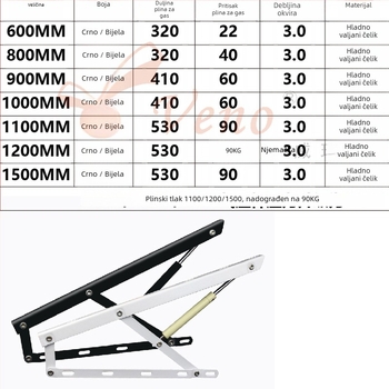 Hidraulijska potpora za okvir kreveta (Model SP 001; Marka: Veno; Materijal: hladno valcana čelik; Primjena: za jednostruki i dvostruki okvir kreveta; Stil: moderni i minimalistički)