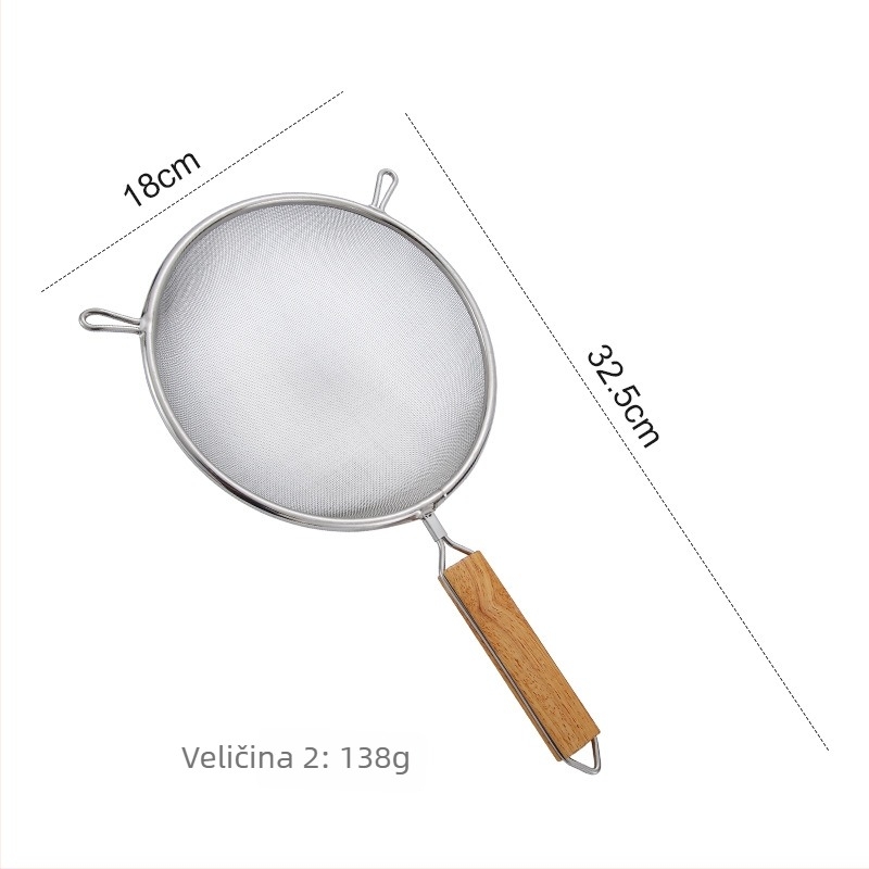 CDL sito za brašno od 304 nehrđajućeg čelika, ručno, s dvije ručke, mrežasta cjediljka