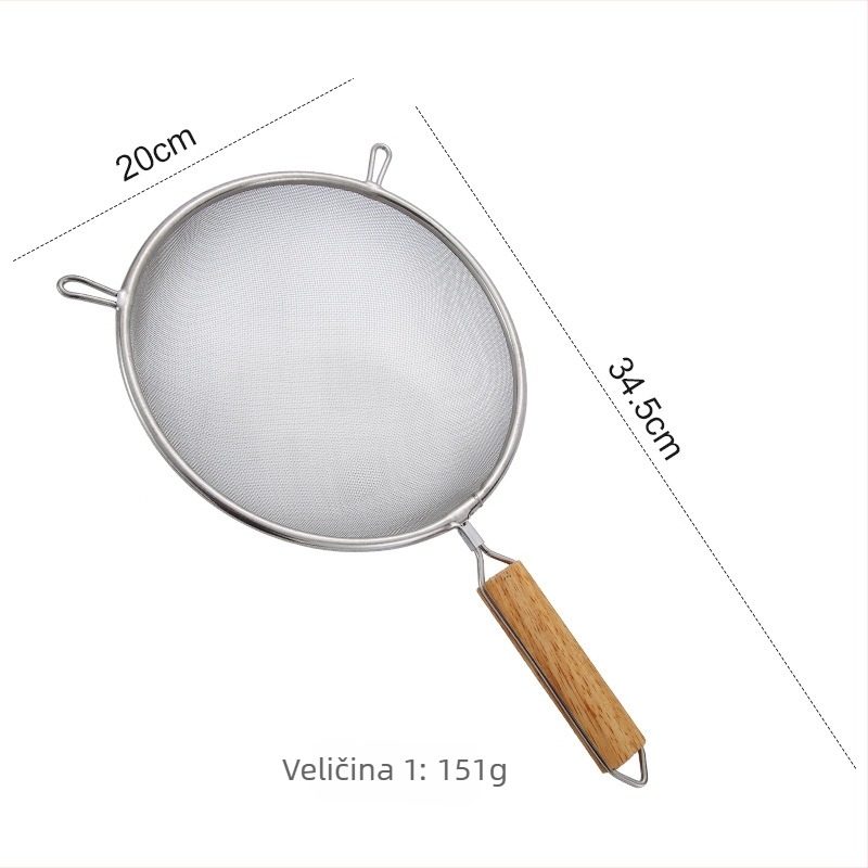 CDL sito za brašno od 304 nehrđajućeg čelika, ručno, s dvije ručke, mrežasta cjediljka