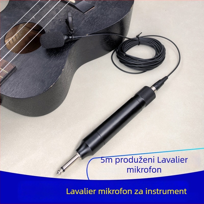 Žični lavalier mikrofon za glazbene instrumente – dvokanalan, kondenzator, frekvencijski raspon 100 Hz–20 kHz, SNR ≥70 dB, bez baterije
