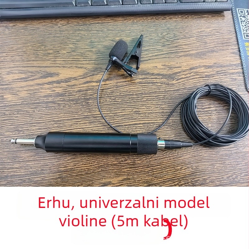 Žični lavalier mikrofon za glazbene instrumente – dvokanalan, kondenzator, frekvencijski raspon 100 Hz–20 kHz, SNR ≥70 dB, bez baterije