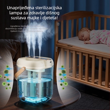 Vlaživač zraka za kućnu upotrebu s 3 mlaznicama magle, USB napajanje, spremnik ≤0,5 L, za prostorije do 10 m², buka 36–45 dB