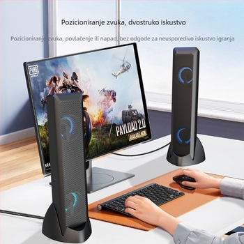 Desktop USB gaming zvučni sustav s RGB osvjetljenjem, 4 zvučnika, 5W snaga, 3D/virtualni surround zvuk